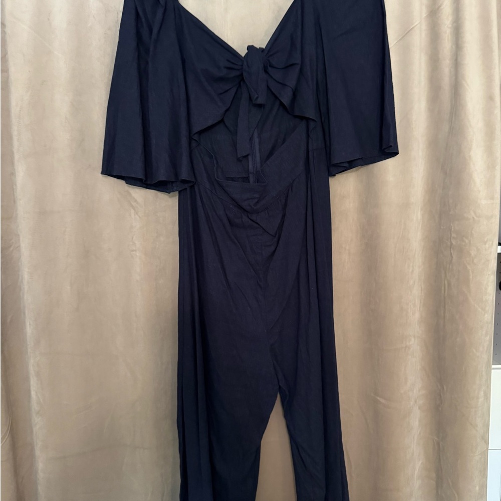 ASOS Navy Jumpsuit with Bow Detail